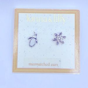 Lonna & Lilly Mismatched Silver Tone Winter Stud Earrings NWT